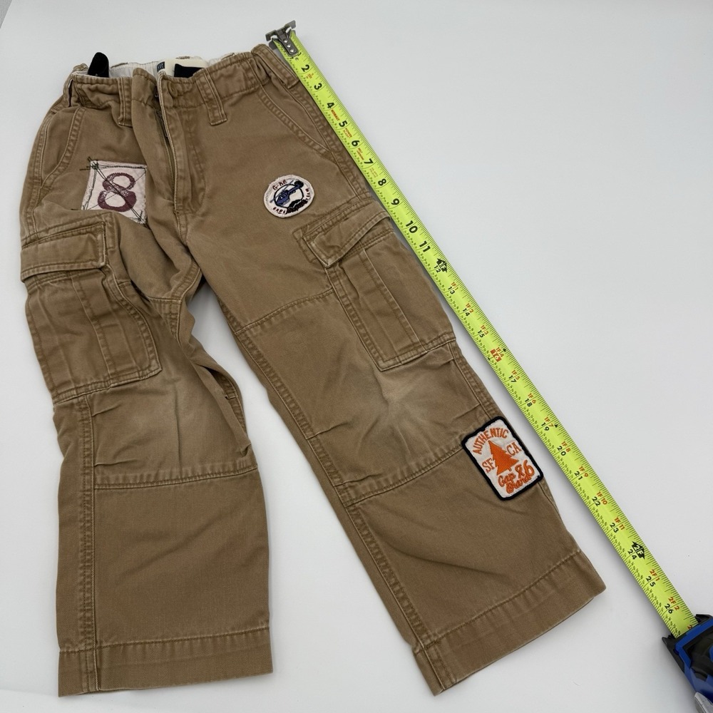 GAP Kids Cargo‎ Pants 5 Boys Khaki Utility Pockets Y2K Military Style Cotton - Picture 8 of 15